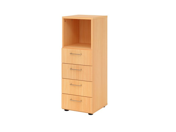 Hammerbacher ladekast 3OH, 4 laden, BS beuken/beuken, 40 x 41,7 x 110 cm, 4 laden, metalen handgreep, V934S4/6/6/BS