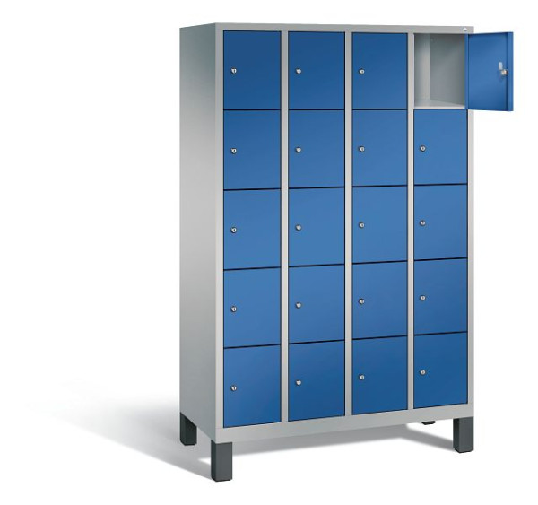 C+P lockerkast Evolo, H1850xB1190xD500mm, kleur: wit aluminium / gentiaanblauw, 48010-405 S10250