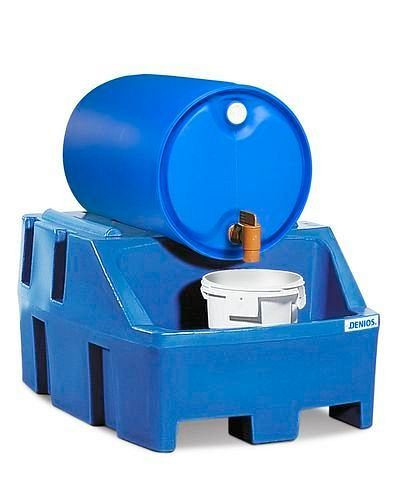 DENIOS vulstation PolySafe RS gemaakt van polyethyleen (PE), blauw, voor 1 vat van 200 liter, 163-132