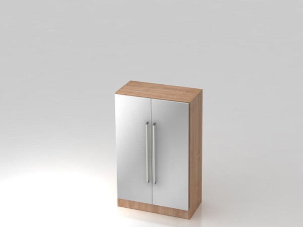 Hammerbacher kast 3OH met onderplaat chroomgreep walnoot/zilver, 80x42x127 cm (BxDxH), V7550/N/S/CE