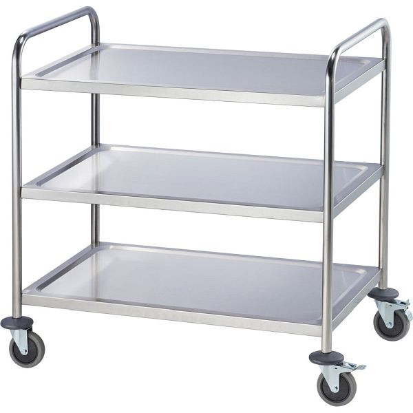 Stalgast serveerwagen van roestvrij staal, met drie planken, 860 x 540 x 920 mm (BxDxH), LT0711003