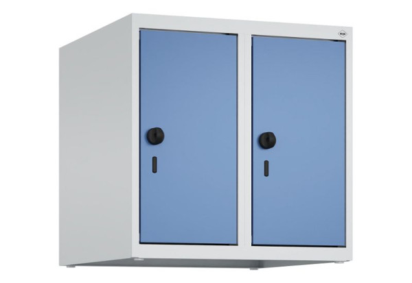C+P kastopzet Classic PLUS, bovenkast, 7035/5023, veiligheidsdraaisluiting, 500x500x500mm, 2 vakken, 080090-29 S10005