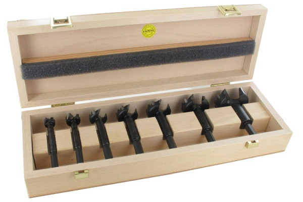 Famag Bormax³ hardmetalen punt, Forstner-bits, in een houten doos, executie: 5-delige set in een houten doos Ø 15, 20, 25, 30, 35 mm, 1663.505.00