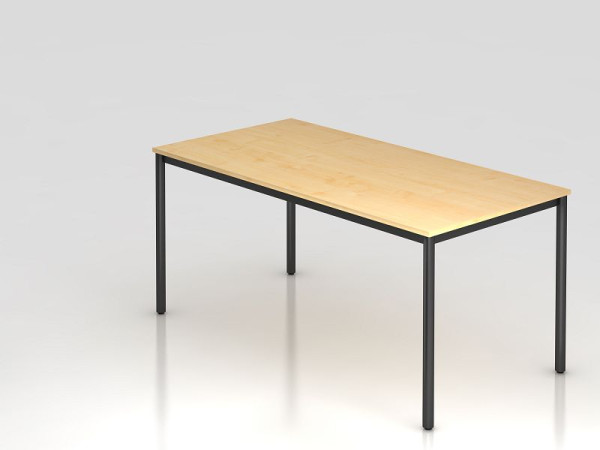 Hammerbacher vergadertafel rond onderstel 160x80 esdoorn/zwart, rechthoekige vorm, VDR16/3/D