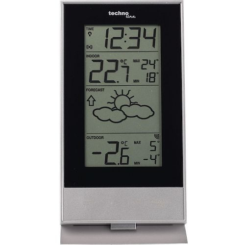 Technoline weerstation, radioklok DCF-77 met handmatige instelmogelijkheid, afmetingen: 85 x 166 x 56 mm, WS 9910