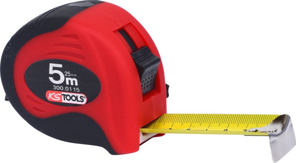 KS Tools rolmaat met slot, zwart-rood, 5m, 25mm, 300.0115