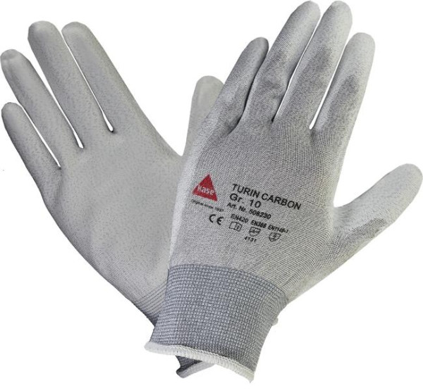 Hase Safety TURIN CARBON Antistatic Nylon/Carbon-Strickhandschuh mit, Größe: 6, VE: 10 Paar, 508230-6