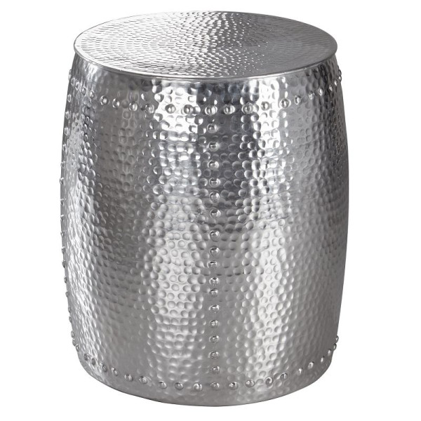 Wohnling bijzettafel PEDRO 42 x 49 x 42 cm aluminium zilver oosters rond, WL5.469