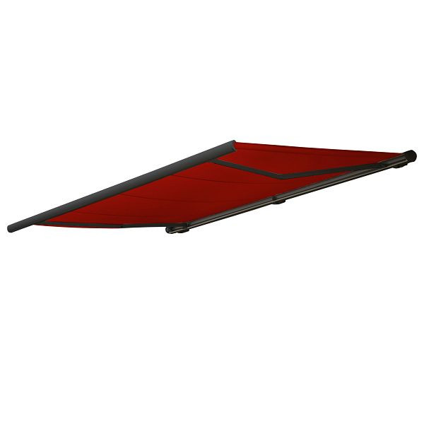 Mendler elektrische cassetteluifel T123, luifel full cassette 4,5x3m, acryl bordeaux-rood, frame antraciet, 76467+58310