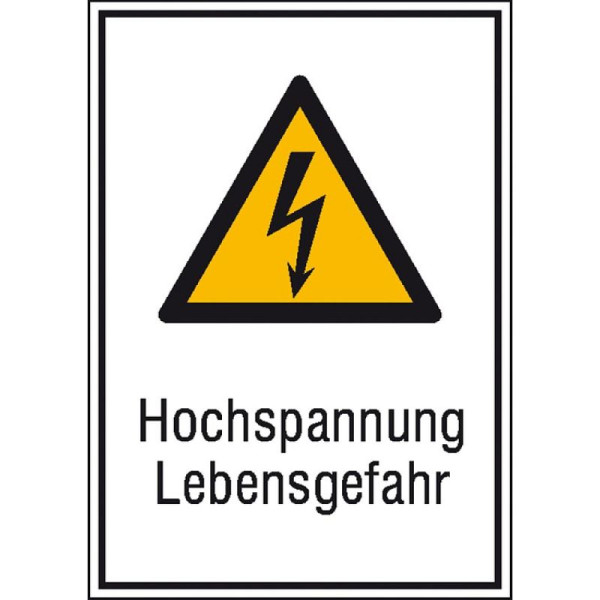 Stein HGS HGS elektrische markering/combinatiebord met waarschuwingsbord en aanvullende tekst, hoogspanning, levensgevaar, 131 x 185 mm / kunststof, 43.0428