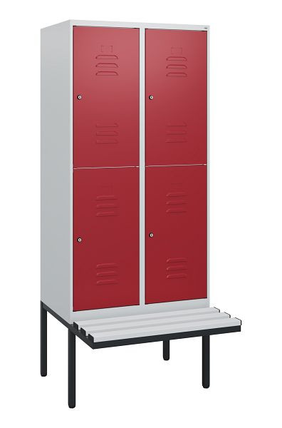 C+P dubbeldekskast Classic PLUS, 2 compartimenten, 1950x800x815mm, 7035/3003, cilindersloten, zwevende zitting, 0803405-22 S10076