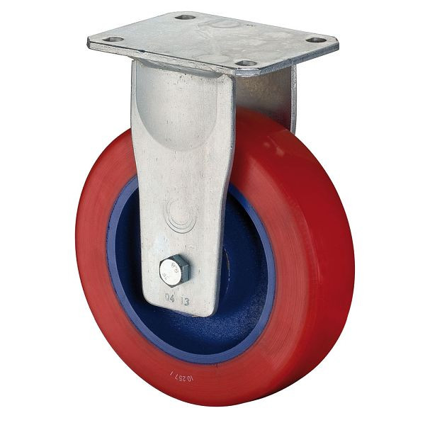 BS Rollen Zwaarlastwiel, bokwiel, wielbreedte 80 mm, wiel-Ø 250 mm, draagvermogen 950 kg, polyurethaan gegoten 78 Shore A, gegoten, kogellager, RR110.C11.251