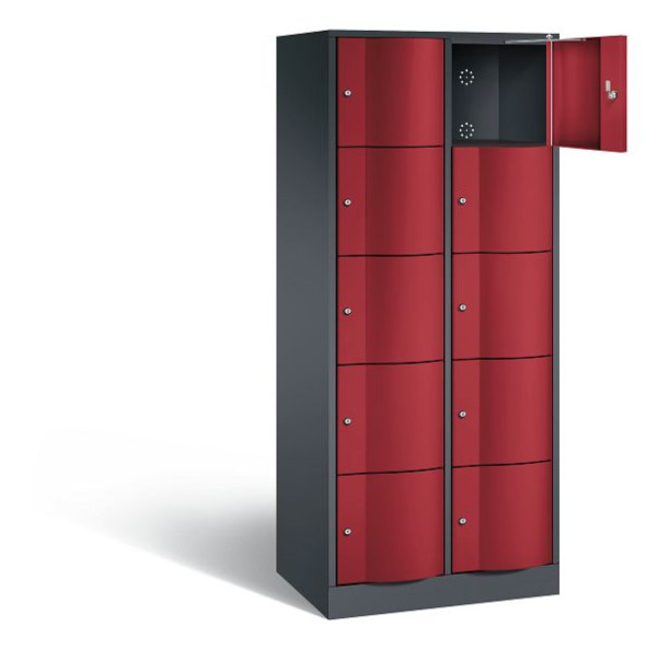 C+P lockerkast Resisto, H1950xW772xD540mm, kleur: zwartgrijs/robijnrood, 8570-272 S10381