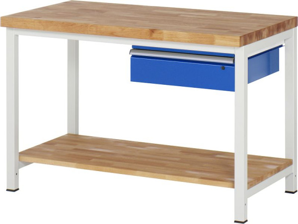 RAU werkbank serie 8000 - frameconstructie (gelast frame), 1x lade, 1250x840x700 mm, 03-8001A7-127B4S.11