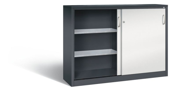 C+P schuifdeurkast Acurado, H1200xB1600xD400mm, kleur: zwartgrijs/lichtgrijs, beugelgreep, 2147-09 S10033