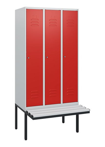 C+P Umkleidespind Classic PLUS, 3 Abteile, 1950x900x815mm, 7035/3020, Zylinderschlösser, 0800405-30 S10047