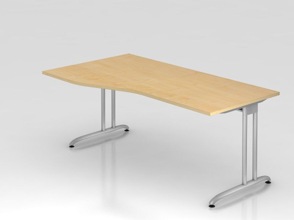 Hammerbacher bureau C-poot 180x100/80cm esdoorn, horizontale kabelgoot, werkhoogte 72 cm, VBS18/3/S