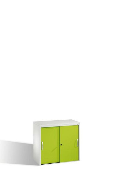 C+P dressoir met schuifdeuren Acurado, H720xB800xD400mm, kleur: lichtgrijs / virid green, booggreep, 2 niveaus, 5722-00 S10317
