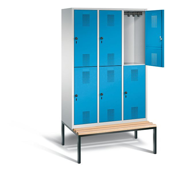 C+P locker dubbellaags Evolo, H2090xB1200xD815mm, kleur: lichtgrijs/lichtblauw, 48350-32 S10048