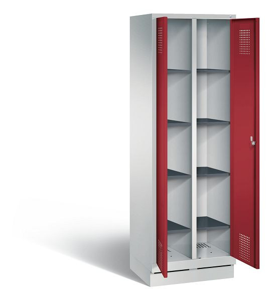 C+P washok Evolo, H1800xW610xD500mm, kleur: lichtgrijs/robijnrood, 48022-20B S10036