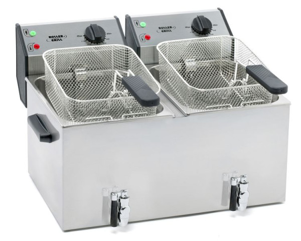 Stalgast friteuse met twee bakken, met aftapkraan, 2 x 8 liter, afmetingen 590 x 450 x 370 mm (BxDxH), KE0802360
