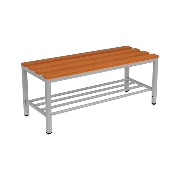 Lüllmann bank, 400 x 1500 x 400 mm, lichtgrijs/hardhout beuken, schoenenrek, 801270