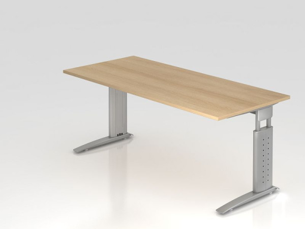 Hammerbacher bureau C-poot 180x80cm eiken/zilver, werkhoogte 68-86 cm verstelbaar, VUS19/E/S