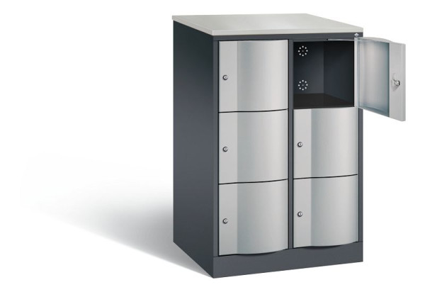 C+P XL lockerkast Resisto, H1255xW772xD640mm, kleur: zwart-grijs/wit aluminium, 8573-273 S10111