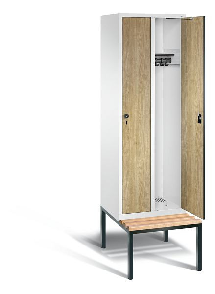 C+P Evolo kleerkast, H2090xB610xD815mm, kleur: verkeerswit / decor eiken Sereno, 48050-20 S10393