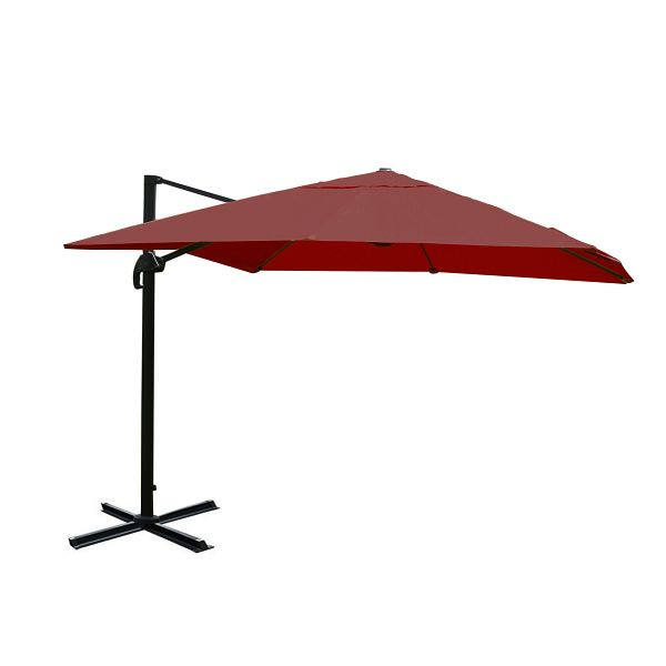 Mendler gastronomie verkeerslichtparaplu HWC-A96, parasol, 3x4m (Ø5m) polyester/aluminium 26kg, bordeaux zonder standaard, draaibaar, 134331+122472