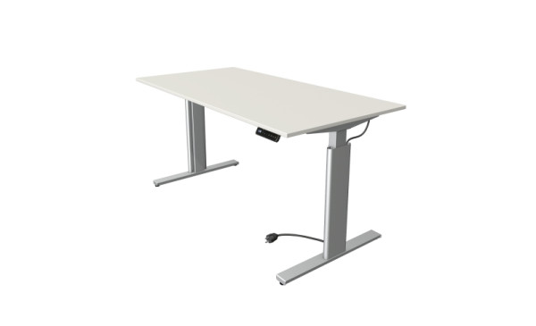 Kerkmann Move 3 zit-statafel zilver, B 1600 x D 800 mm, elektrisch in hoogte verstelbaar van 720-1200 mm, wit, 10232510