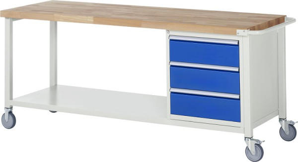 RAU verrijdbare werkbank serie 8000, 3 x laden, 2000x880x700 mm, 05-8157A6-207B4S.11