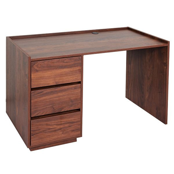 Mendler bureau HWC-J78, bureautafel, computerbureau, werktafel, lade, 78x121x60cm, walnoot look, 83277