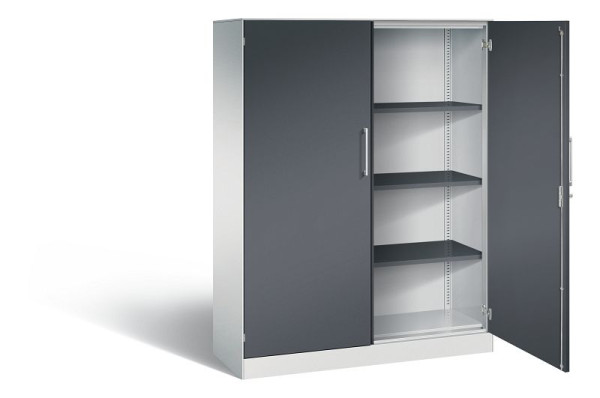 C+P vleugeldeurkast Asisto, H1635xB1200xD435mm, kleur: lichtgrijs/zwartgrijs, beugelgreep, 4 niveaus, 141011-000 S10057