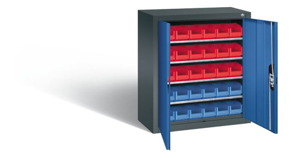 C+P tijdschriftenkast serie 13, H830xB700xD300mm, kleur: antracietgrijs / gentiaanblauw, verzonken handgreep, 134013-23 S10018
