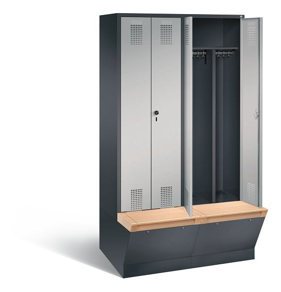 C+P zwart wit kastje Evolo, H2090xW1190xD815mm, kleur: zwart-grijs/wit aluminium, 48056-40 S10244