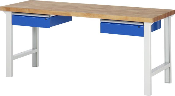 RAU werkbank serie 7000 - modulair ontwerp, 2 onderladen, 2000x840x700 mm, 03-7002A1-207B4S.11