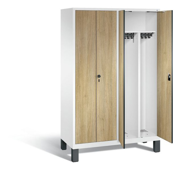 C+P zwart wit kastje Evolo, H1850xB1190xD500mm, kleur: verkeerswit / decor eiken Sereno, 48012-40 S10166