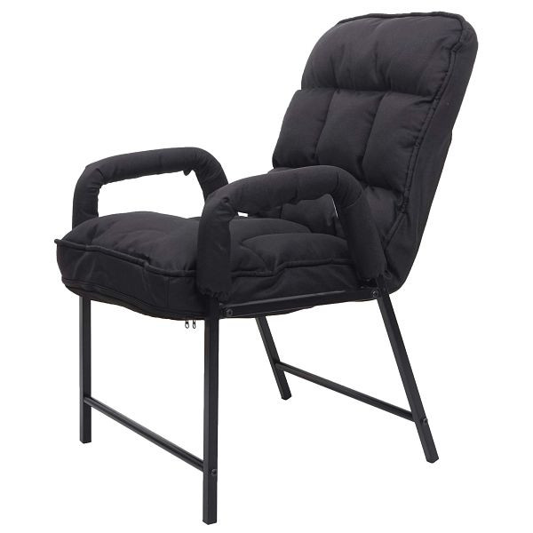 Mendler eetkamerstoel HWC-K40, stoel gestoffeerde stoel, 160kg draagvermogen rugleuning verstelbaar metaal, stof/textiel zwart, 92134