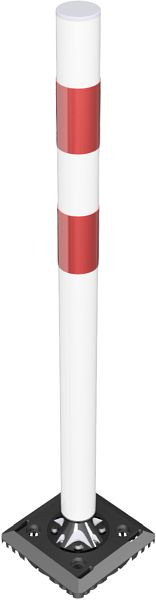 Schake terugslagpaal Ø 60 mm, met voetplaat voor deuvels Quick Release, wit met rode reflecterende strepen, 4261B