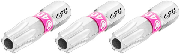 Hazet bit, massieve zeskant 6,3 (1/4 inch), Tamper Resistant TORX® profiel, T40H, aantal gereedschappen: 3, 2223N-T40H/3