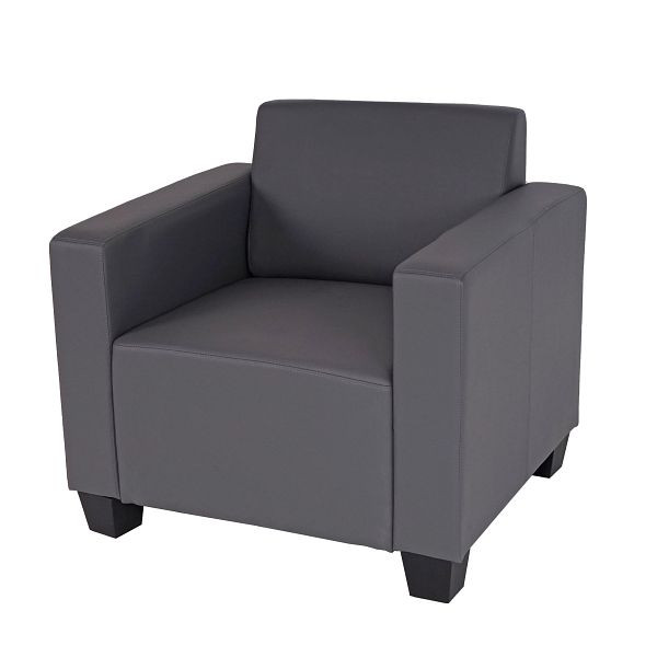 Mendler fauteuil loungestoel Lyon, imitatieleer, donkergrijs, 75179