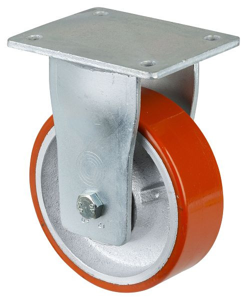 BS Rollen Zwaarlastwiel, bokwiel, wielbreedte 50 mm, wiel-Ø 150 mm, draagvermogen 800 kg, polyurethaan gegoten 95 Shore A, gegoten, kogellager, RR110.C10.150