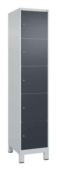 C+P Schließfachschrank Classic PLUS, Füße, 1950x400x500mm, 7035/7016, mit 5 Fächern, 080010-125 S10008