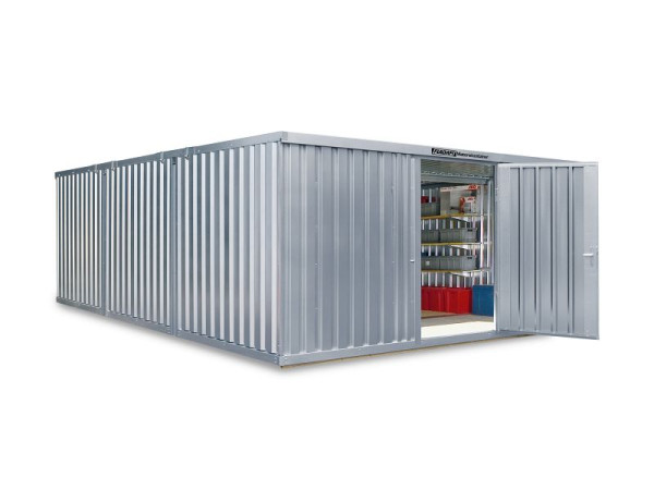 FLADAFI-materiaalcontainer, combinatie MC 1560, verzinkt, gedemonteerd, met houten vloer, 5.080 x 6.520 x 2.150 mm