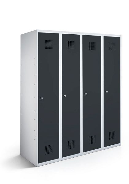 KEMMLIT lockerkast met 4 vakken 40cm met gesloten bodem, antracietgrijs 7016, draaibare sluiting, 100102