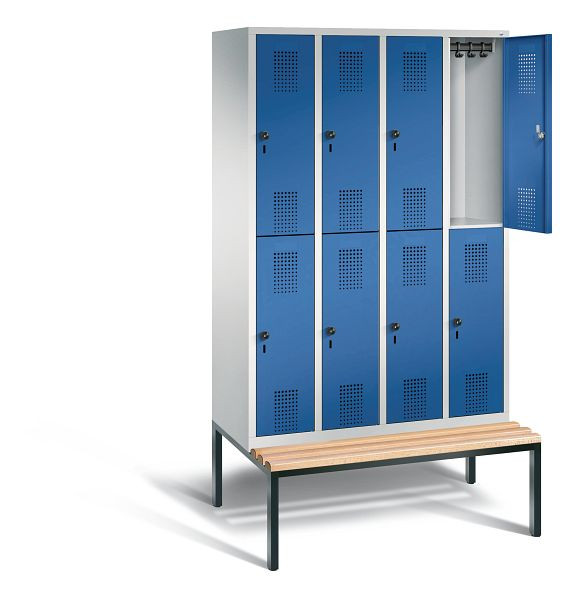 C+P locker dubbeldekker Evolo, H2090xW1190xD815mm, kleur: lichtgrijs / gentiaanblauw, 48350-40 S10050