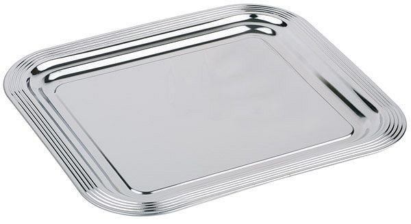 APS GN 2/3 partybord -CLASSIC-, 35,4 x 32,5 cm, metaal, vernikkeld en glanzend verchroomd, met lijndecoratie, rolrand, VE 48, 00389