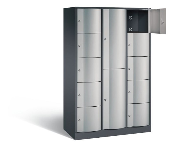 C+P combinatie lockerkast Resisto, H1950xB1148xD540mm, kleur: zwart-grijs/wit aluminium, 8070-3721 S10015