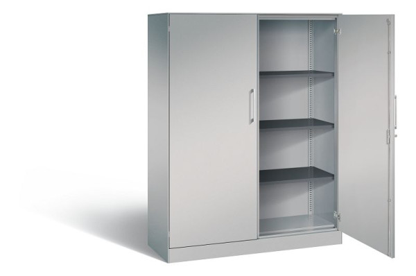 C+P vleugeldeurkast Asisto, H1635xB1200xD435mm, kleur: wit aluminium, beugelgreep, 4 OH, 141011-000 S10068